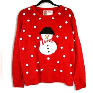 Vintage Merry Christmas Holiday Snowman Snowball Ugly Sweater